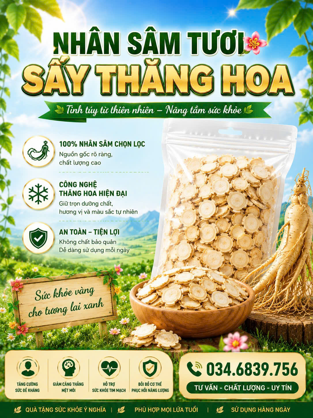 Nhân Sâm Tươi Sấy Thăng Hoa