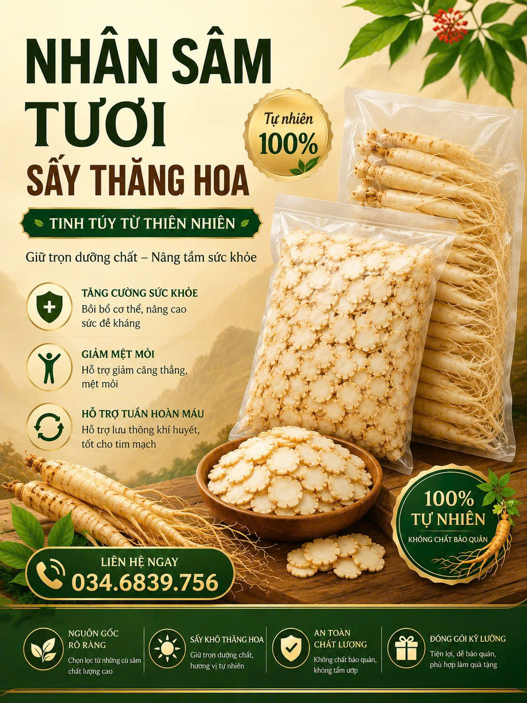 Nhân Sâm Tươi Sấy Thăng Hoa